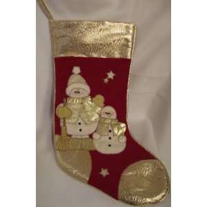    Red Velour Christmas Stocking with Gold Lame Trim 