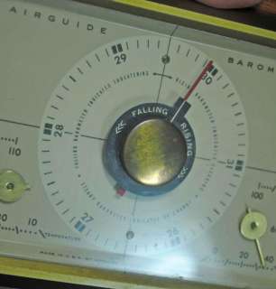 1950s Vtg Wood Desk Thermometer Barometer Mid Century  