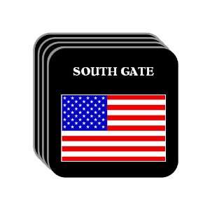 US Flag   South Gate, California (CA) Set of 4 Mini Mousepad Coasters