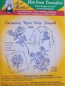 3924 Aunt Marthas Embroidery Transfer CARNATION ROSES  