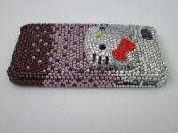 3D Purple Hello Kitty Swarovski Crystal Case Cover for iPhone 4 Black 