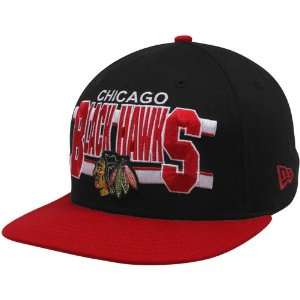 New Era Chicago Blackhawks Black Red Word Stripe 9FIFTY Snapback 