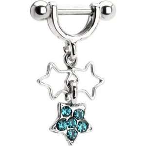    Zircon Blue Gem Hollow Star Helix Cartilage Earring Jewelry