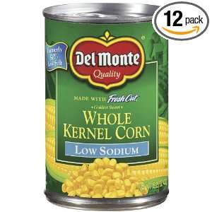 Del Monte Whole Kernel Corn, Low Sodium, 15.25 Ounce Cans (Pack of 12)