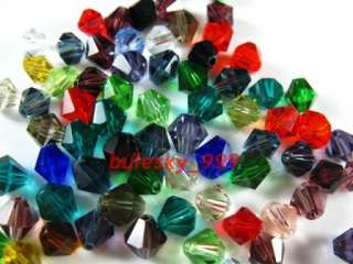 300pcs A+Grade Mixed Glass Crystal Bicone Beads 6mm  