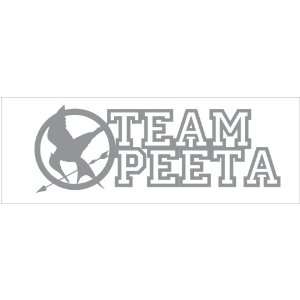 Hunger Games Team Peeta Mocking Jay Sticker Decal. Metallic Silver