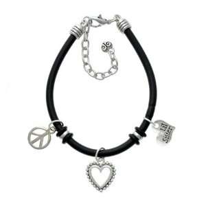  Small Lil Sister Heart with Clear Swarovski Crytal Black 