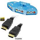 RCA to 1 Port Audio Video Switch Splitter+25FT HDMI 1.4 Ethernet 