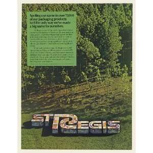 1979 St Regis Paper Co Name Spelled in Packaging Products Forest Print 