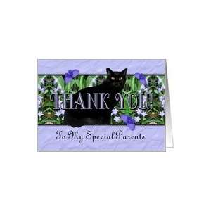  Parents Thank You Flowers, Butterflies and Cat Card 