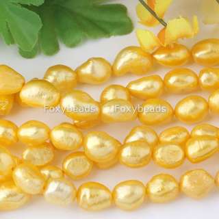 9MM GOLDEN FRESHWATER PEARL LOOSE BEAD *FREE SHIP 40P  