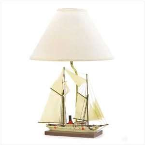  SAILBOAT LAMP NAUTICAL SHIP LIGHT POLYRESIN WOOD METAL 