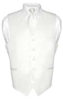    Mens WHITE Dress Vest and NeckTie Set for Suit or Tuxedo Clothing