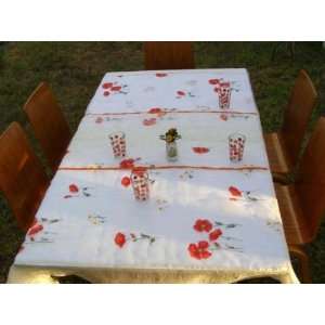  Linen Tablecloth with Rose Flowers