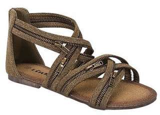 Strappy Flat Sandals Zippers Canvas Khaki Womens Shoes  