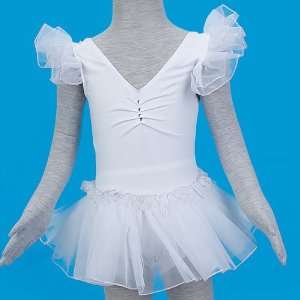   Dance Dress Gymnastic Leotard Tutu 5 6 T   White