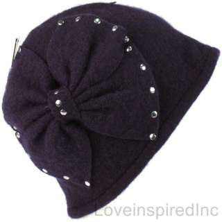 Wool Winter Hat Large Ribbon Foldable Crushable Cloche Bucket Floppy 