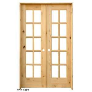   Wood Doors with Full Glass Grid   Knotty Alder Wood