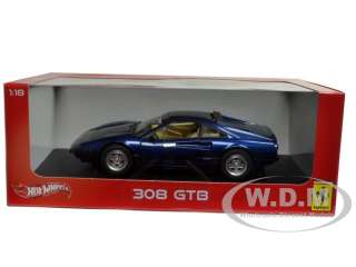 FERRARI 308 GTB BLUE 118 DIECAST MODEL CAR BY HOTWHEELS W1170 
