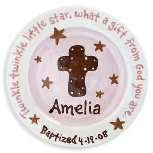  personalized pink cross plate