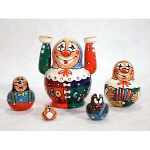  Moscow Circus Clown Russian Nesting Doll 5pc./5 Toys 