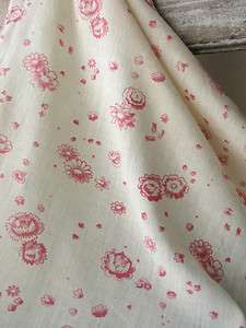 Antique Vintage French faded floral light weight cotton fabric 
