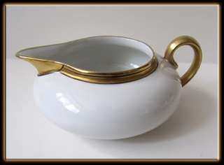 Limoges France White Porcelain China Gold Encrusted Tea Set, Pot 