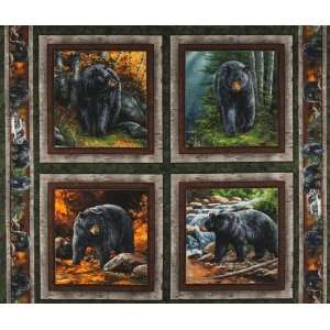  44 Wide Kings Dominion Bear Pillow Panel Brown Fabric 