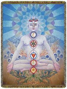 CHAKRAS TAPESTRY THROW BLANKET 52 x 63 wicca  