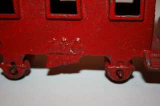 Antique Cast Iron Train Cars Passenger Caboose Red 403  