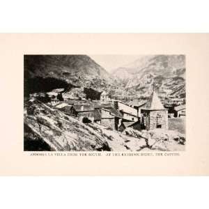 1912 Halftone Print Andorra Vella Pyrenees Mountain Capitol City 