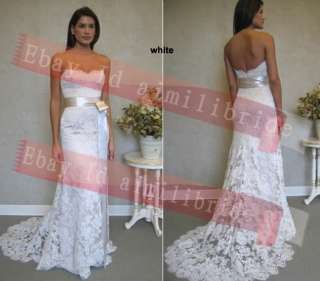 Discount White Lace Beach Wedding Dress Bridal Gown Custom size  