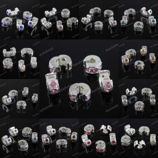 WHOLESALE CRYSTAL SILVER EUROPEAN STOPPER CLIP CHARM BEADS FINDINGS 