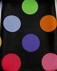 BLACK ZANY DOT Fabric Shower Curtain Bold multi color Circles Retro 