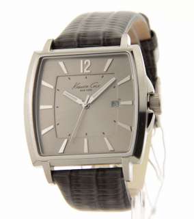 MENS KENNETH COLE DATE GREY LEATHER NEW WATCH KC1803 020571086210 