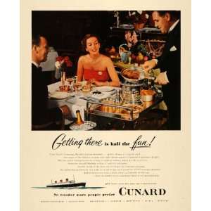  1952 Ad Cunard Line Cruise Crepes Suzette Dinner Ship 