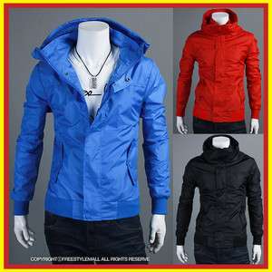 Mens Turtleneck Zip up Windbreaker Track Jacket_3 Colors (US size S,M 