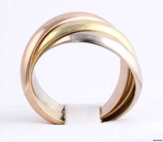   Tri Toned Mens Ring   18k White Yellow Rose Solid Gold Band  
