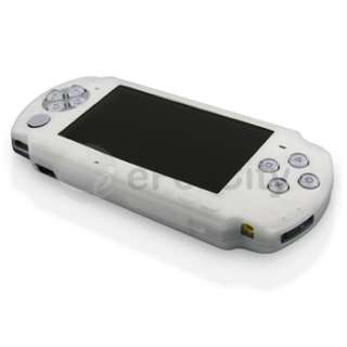 WHITE SILICONE CLEAR SKIN CASE+REUSABLE SCREEN GUARD FOR SONY PSP 3000 