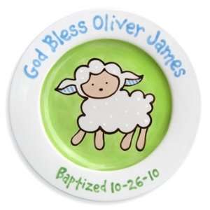  Lovable Lamb Baptism Plate (Boy) Baby