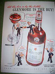 1942 Glenmore Bourbon Whiskey Whisky Bar Bottle Ad  