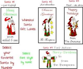 30 Personalized Whimsical Santa Gift Labels Tags  
