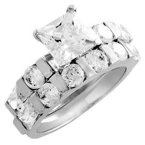   Sterling Silver Womens Cubic Zirconia Wedding Set Ring Jewelry