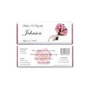  WA235   Wedding Elegant Pink Roses Candy Bar Wrapper 