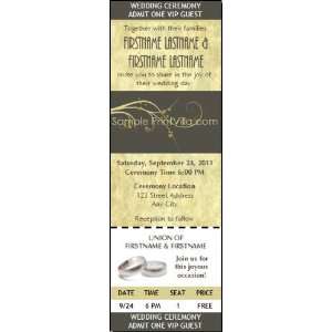   Chocolate Parchment Wedding Ticket Invitation