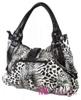 NWT Shiny Patent SAFARI LEOPARD Bag Animal Print BELTED Hobo Handbag 