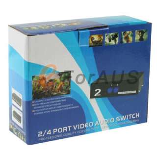 Port Input 1 Output Audio Video AV RCA Switch Box 4 Ways Selector 