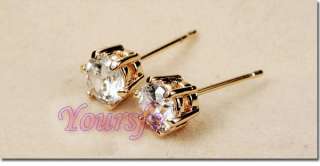 Gold Plated Swarovski Crystal 1CT Diamond Studs Earring  