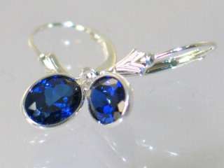 Created Blue Sapphire SterlingSilver Leverback Earrings  