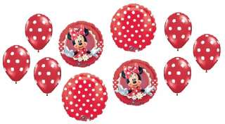   MOUSE Red Polka Dots Dress Party 10 Mylar + Latex Balloons Set  
